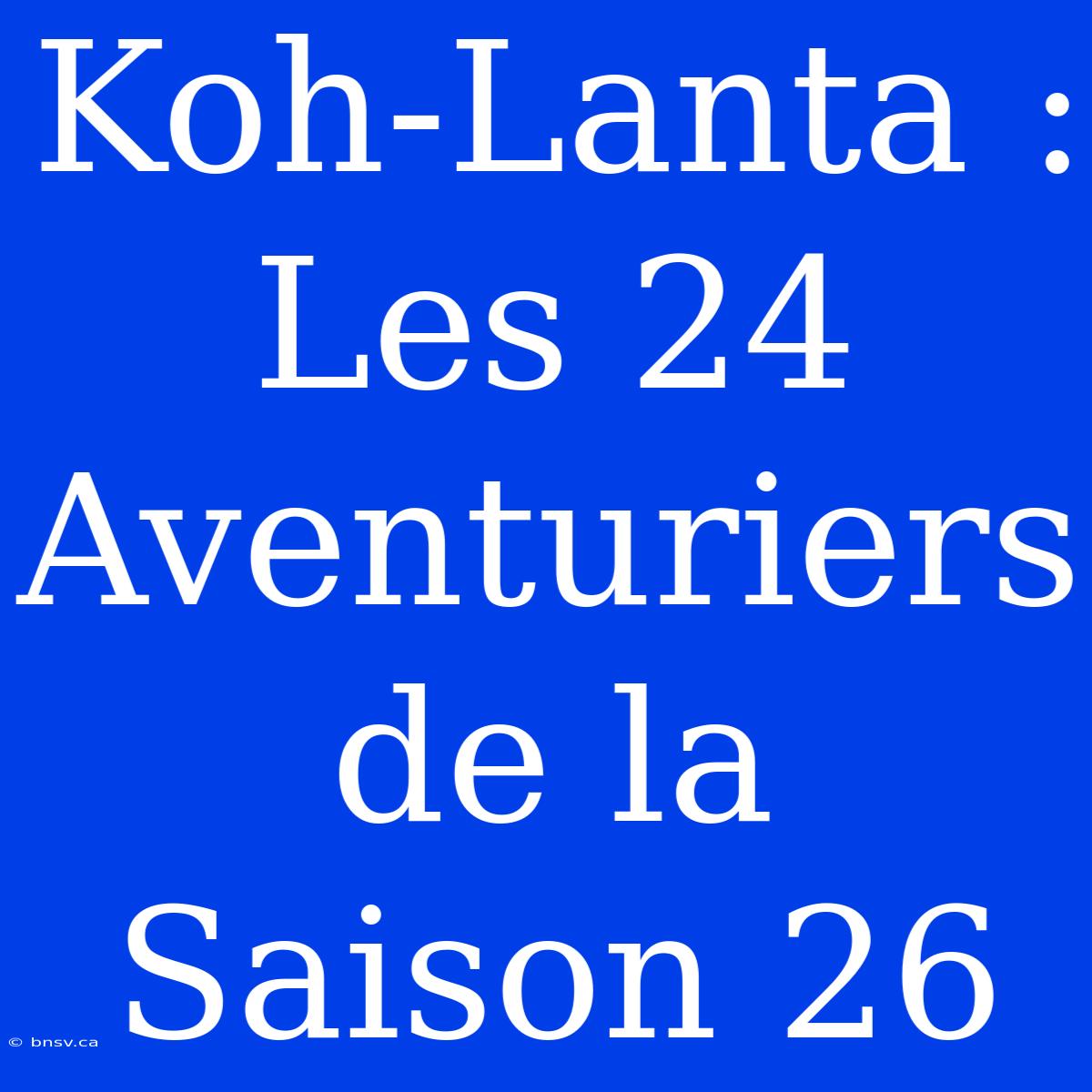 Koh-Lanta : Les 24 Aventuriers De La Saison 26