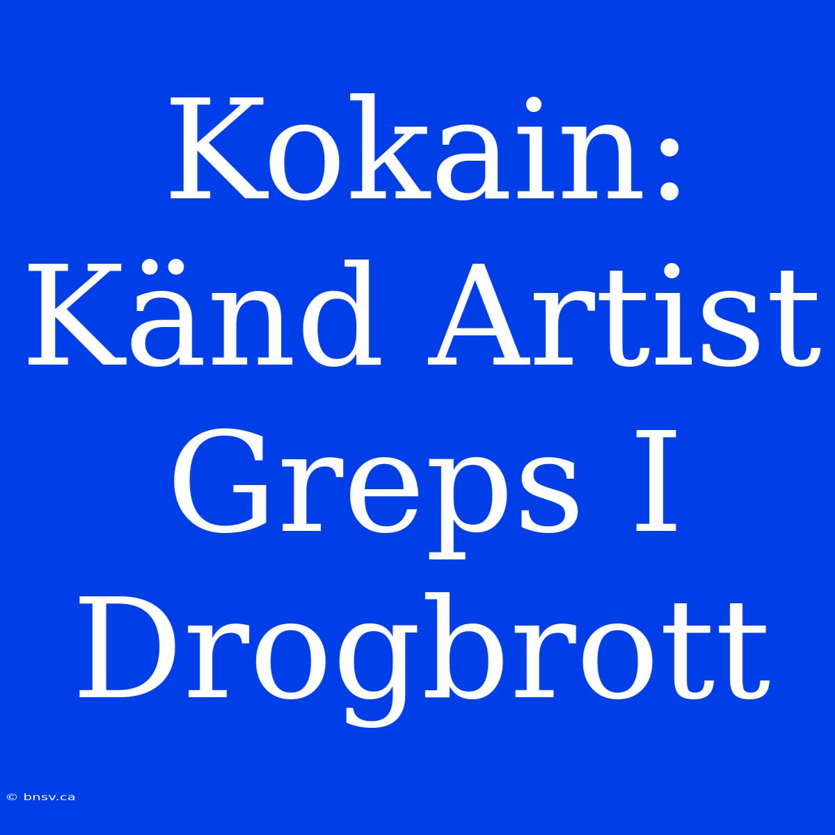 Kokain: Känd Artist Greps I Drogbrott