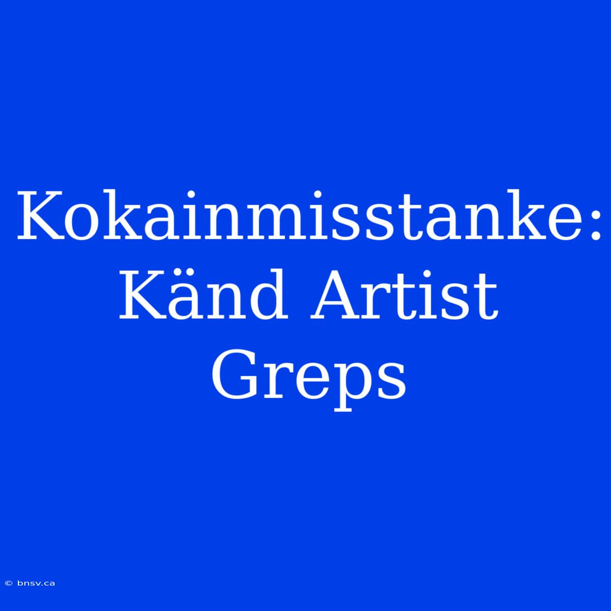 Kokainmisstanke: Känd Artist Greps