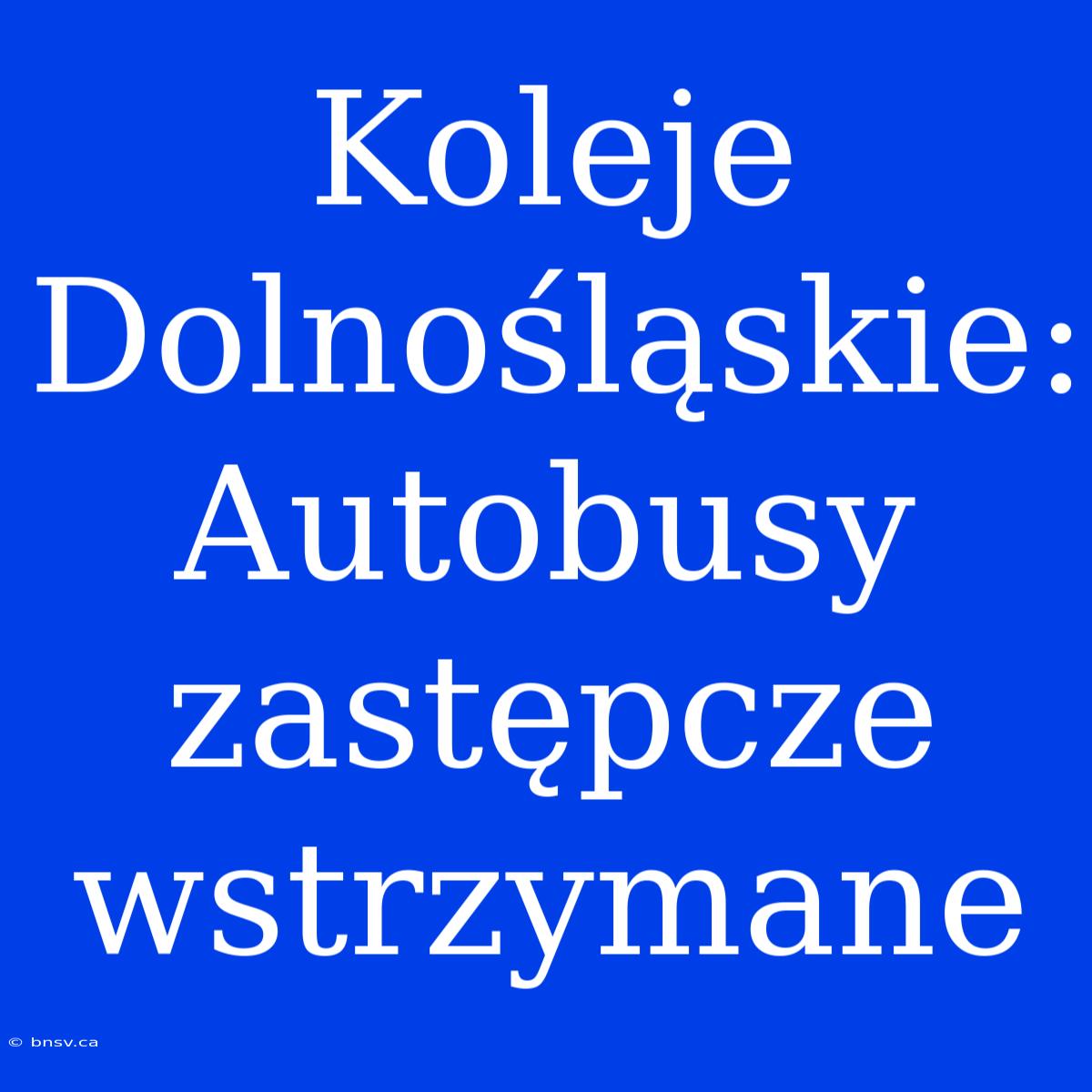 Koleje Dolnośląskie: Autobusy Zastępcze Wstrzymane