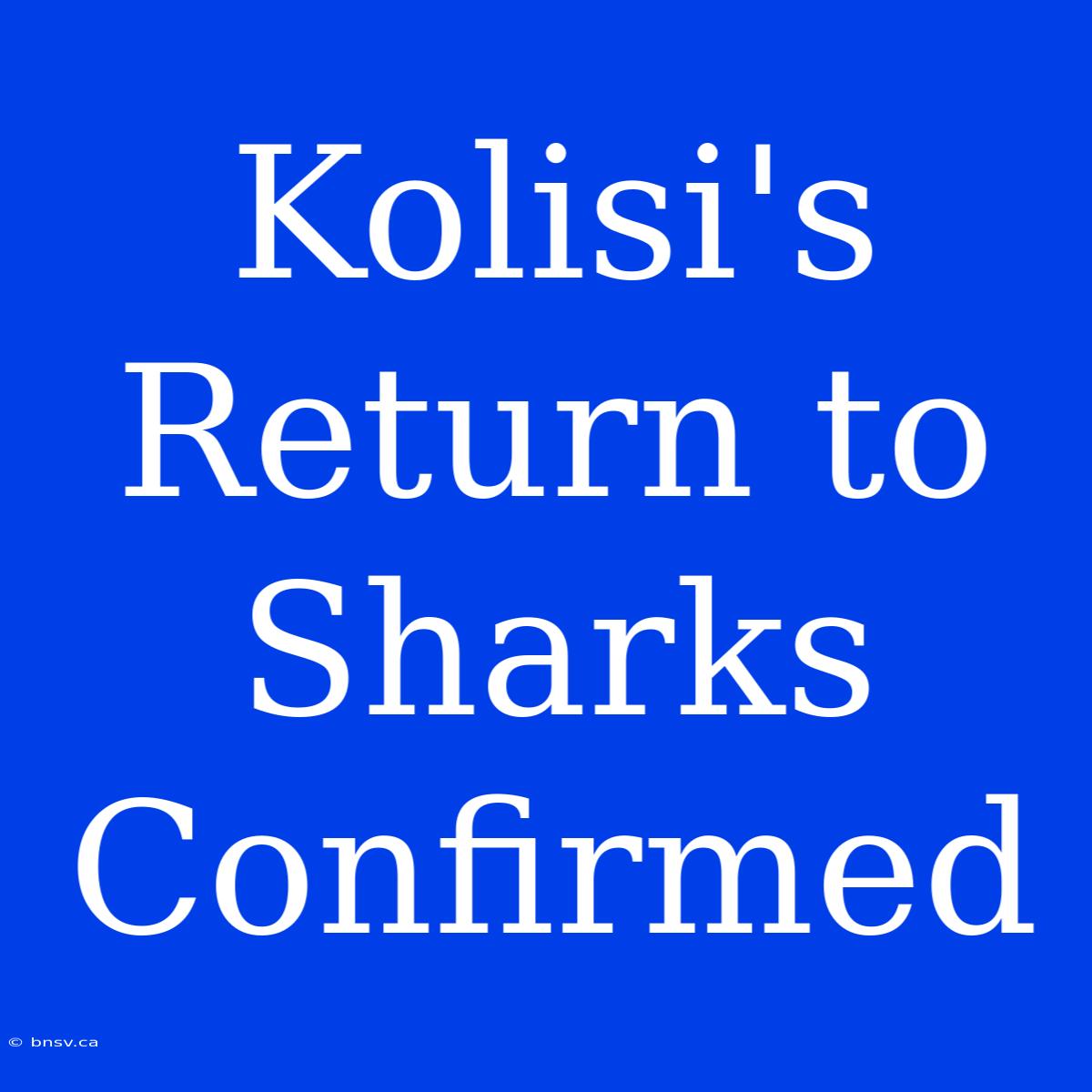 Kolisi's Return To Sharks Confirmed