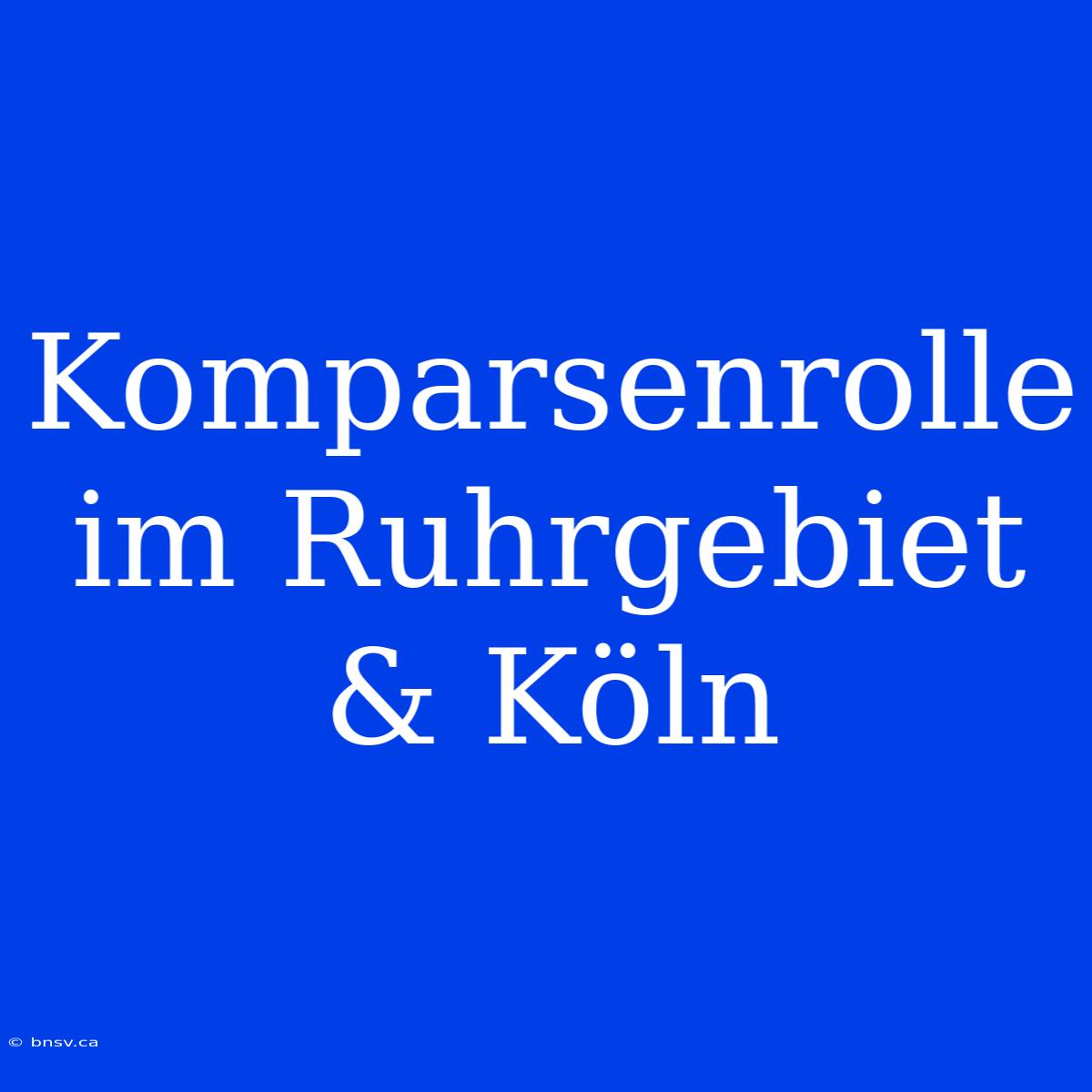 Komparsenrolle Im Ruhrgebiet & Köln