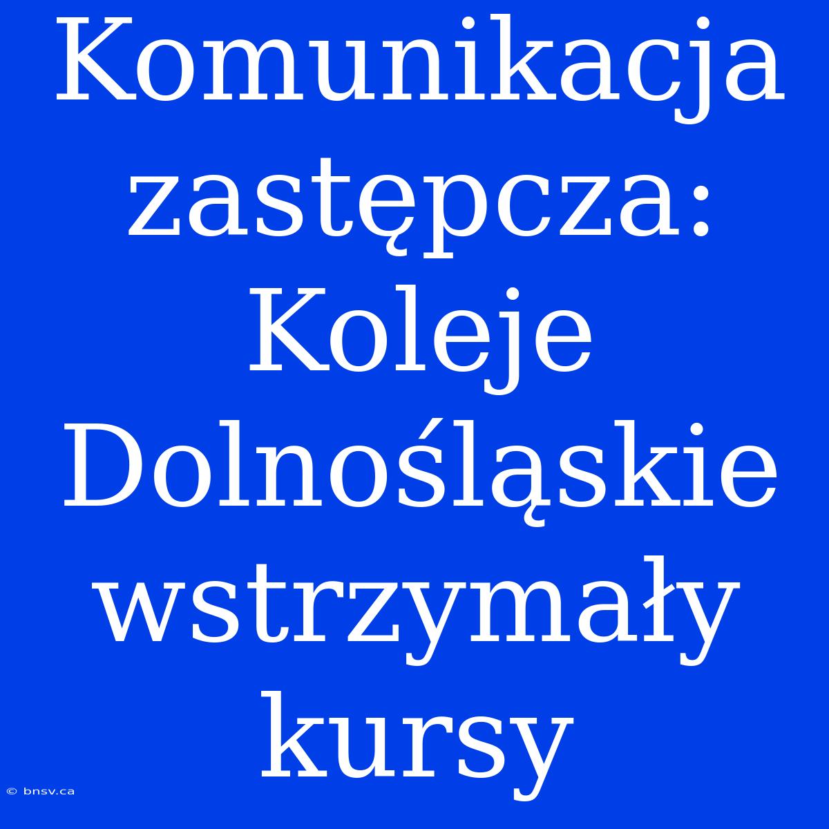 Komunikacja Zastępcza: Koleje Dolnośląskie Wstrzymały Kursy