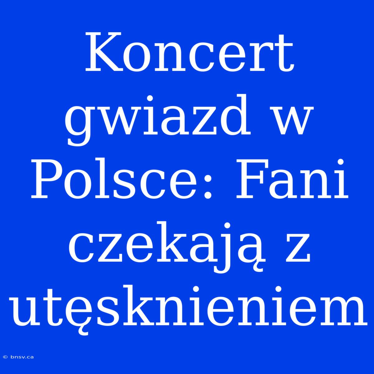 Koncert Gwiazd W Polsce: Fani Czekają Z Utęsknieniem