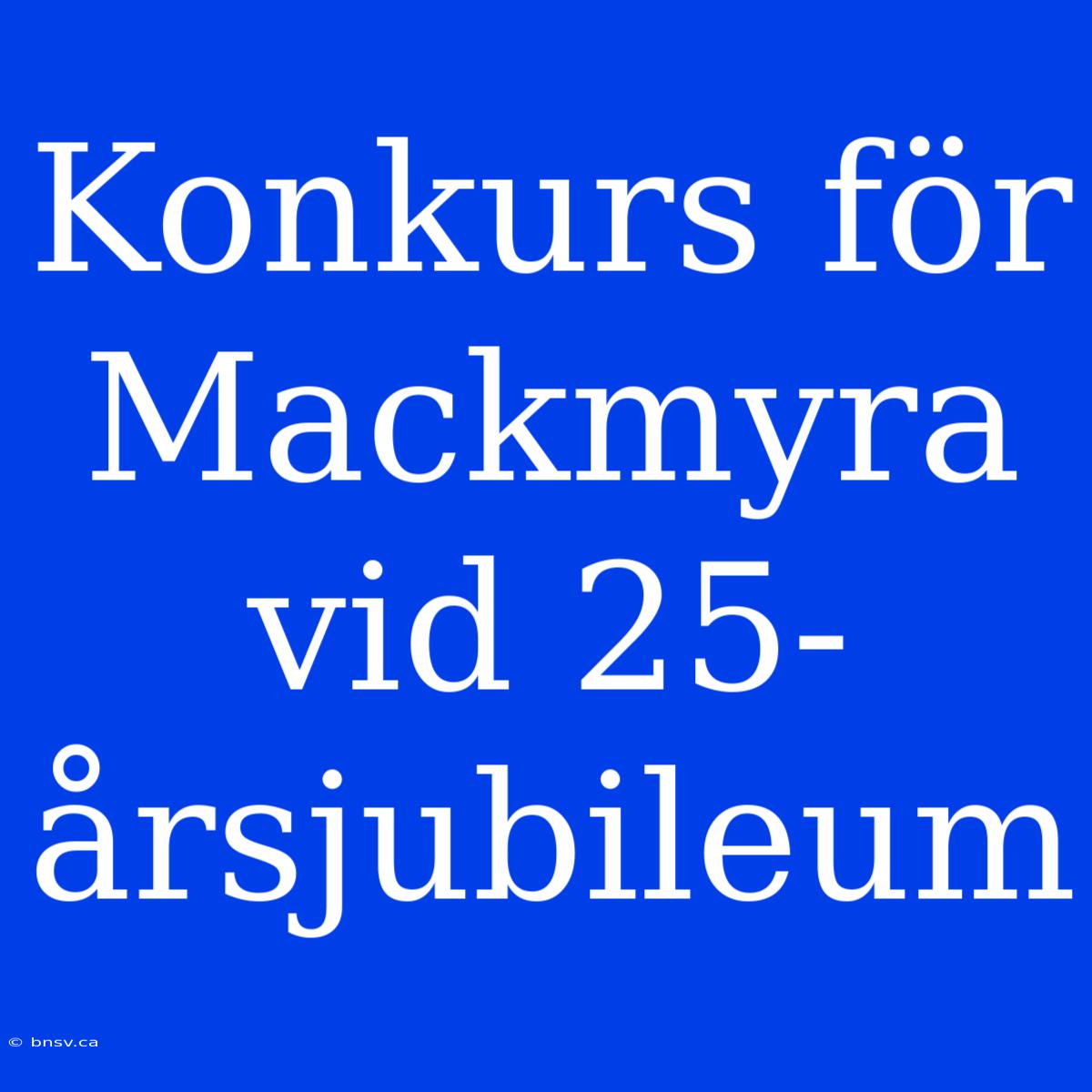 Konkurs För Mackmyra Vid 25-årsjubileum