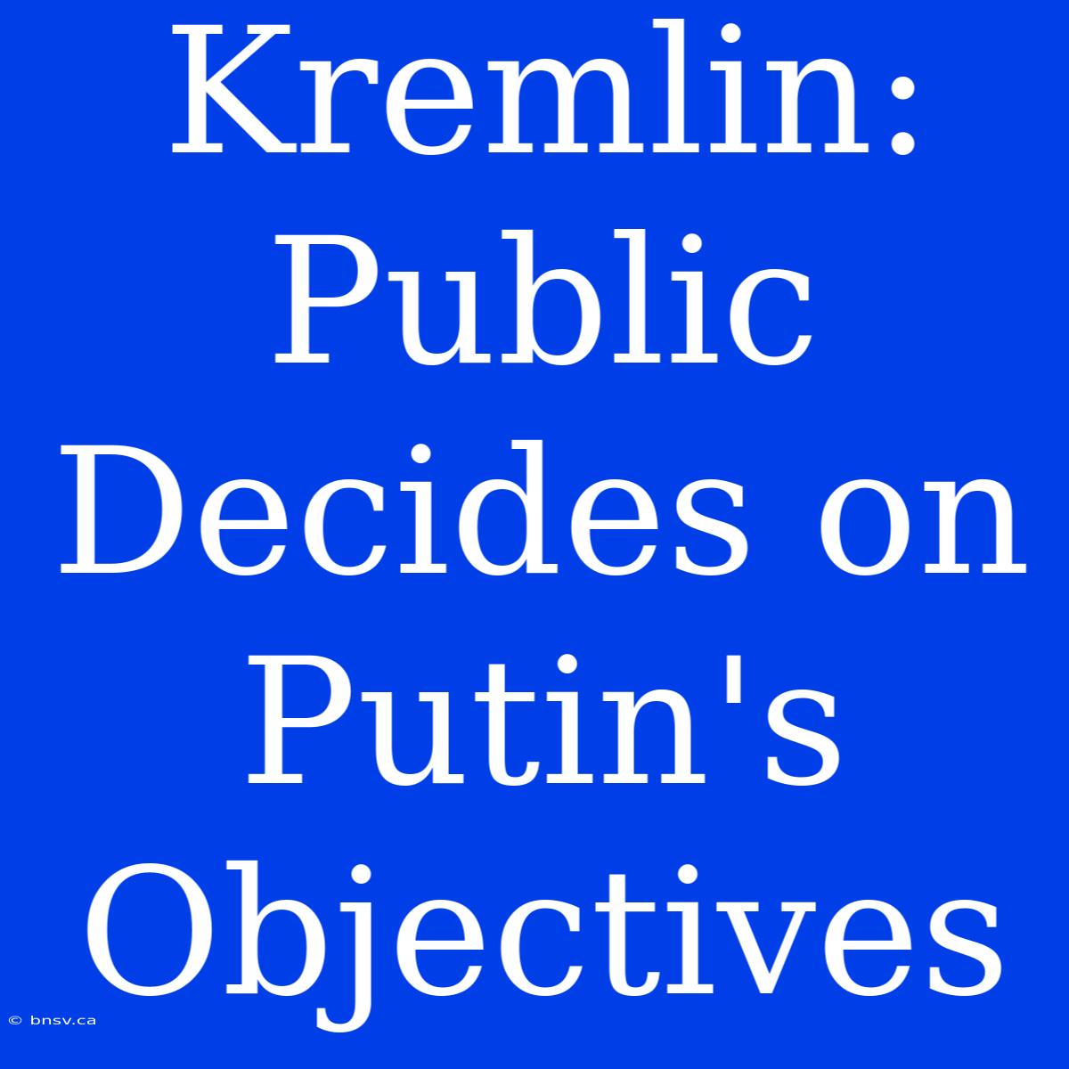 Kremlin: Public Decides On Putin's Objectives