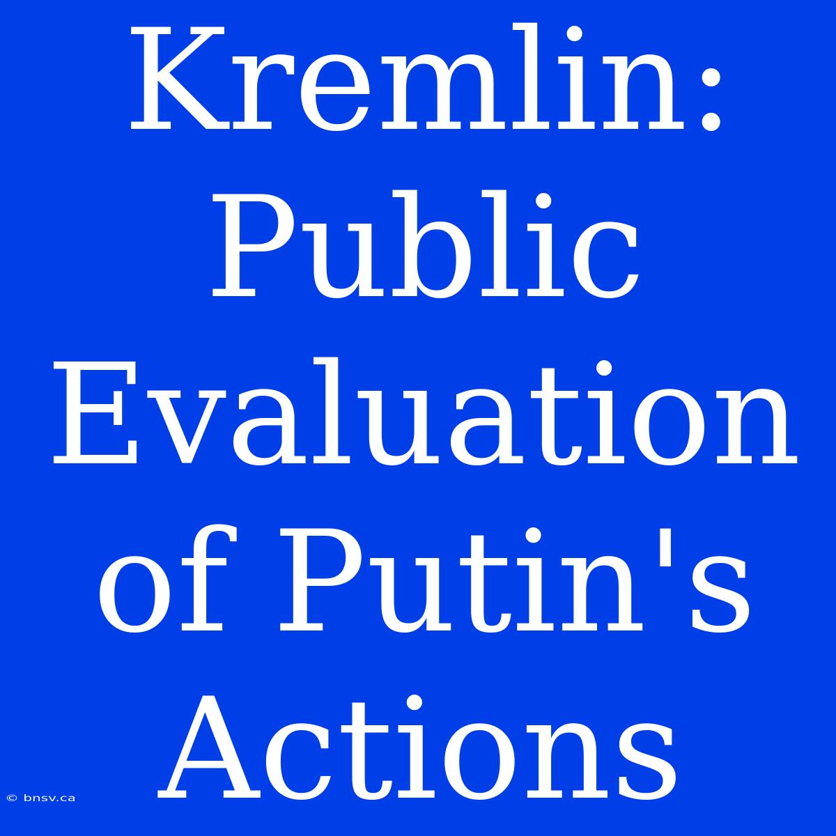 Kremlin: Public Evaluation Of Putin's Actions