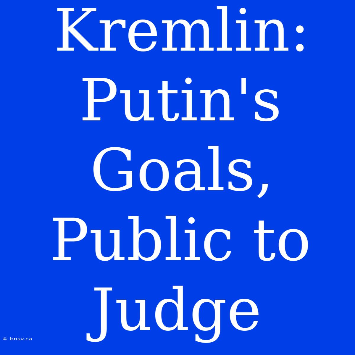 Kremlin: Putin's Goals, Public To Judge