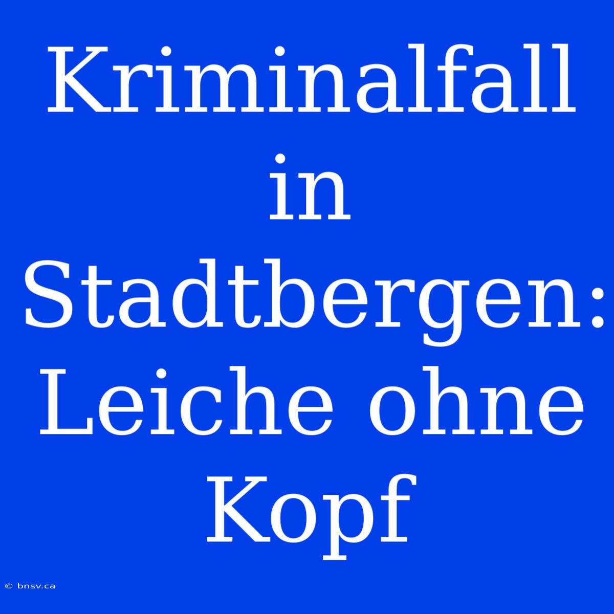 Kriminalfall In Stadtbergen: Leiche Ohne Kopf