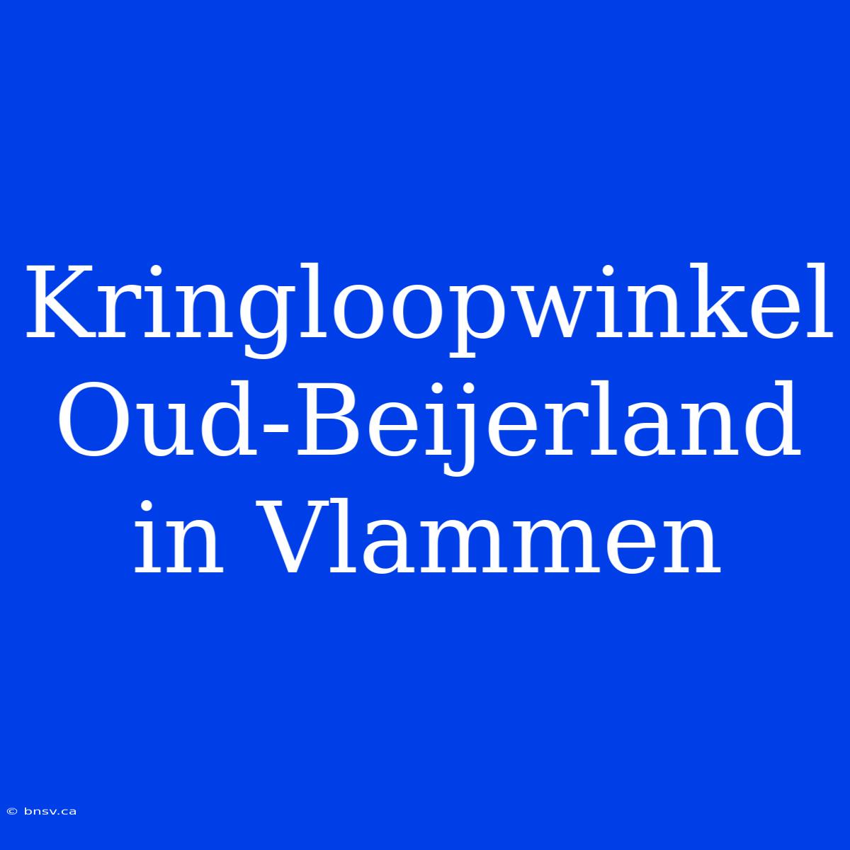 Kringloopwinkel Oud-Beijerland In Vlammen