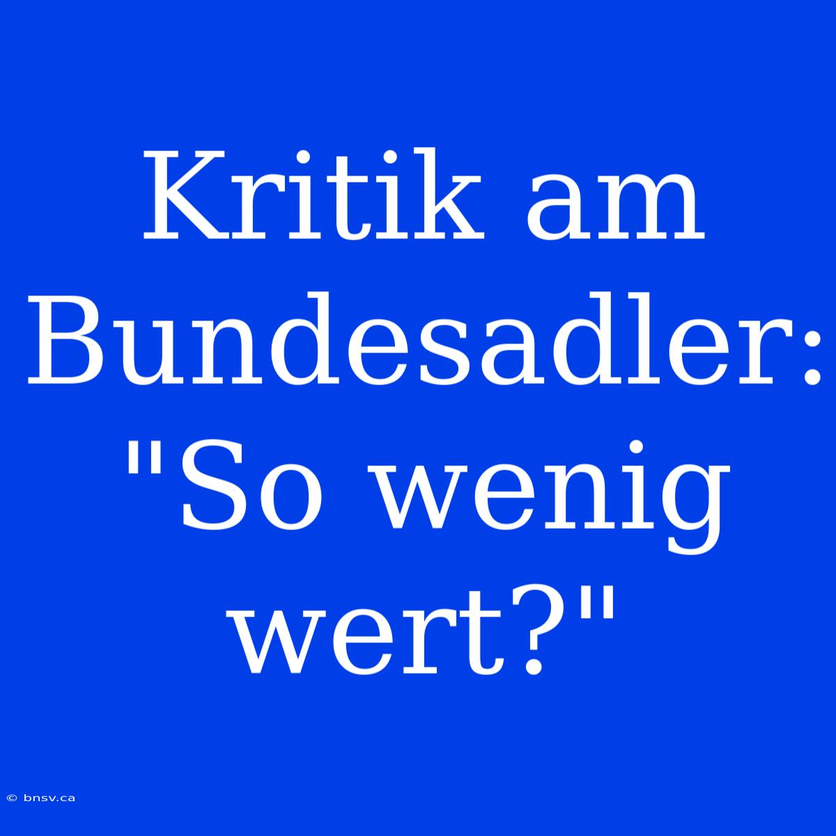 Kritik Am Bundesadler: 