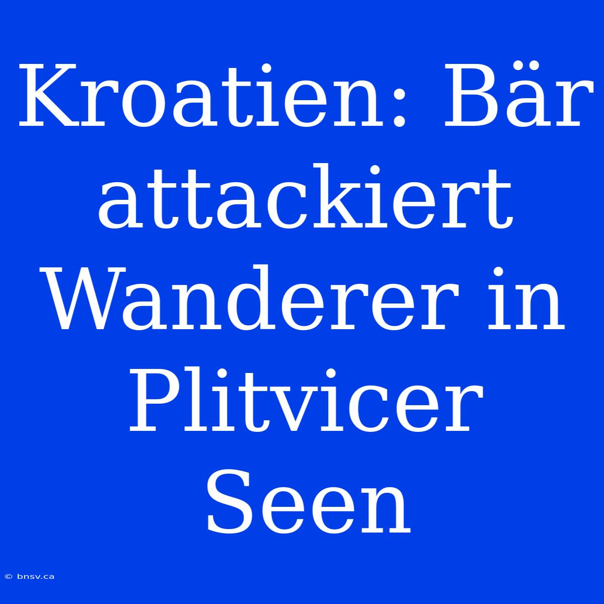 Kroatien: Bär Attackiert Wanderer In Plitvicer Seen