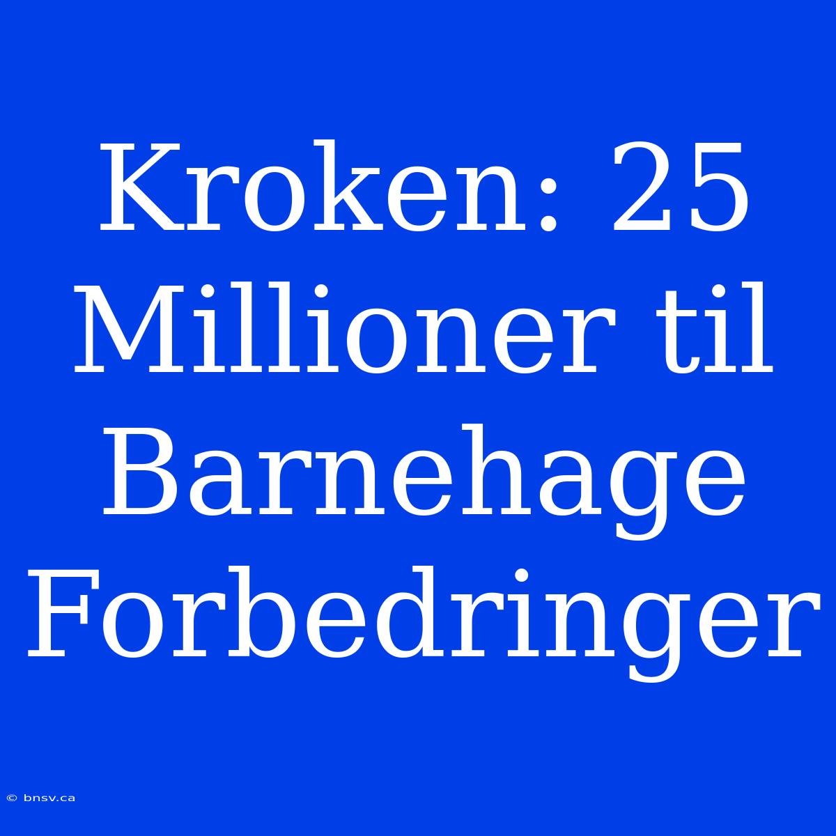 Kroken: 25 Millioner Til Barnehage Forbedringer