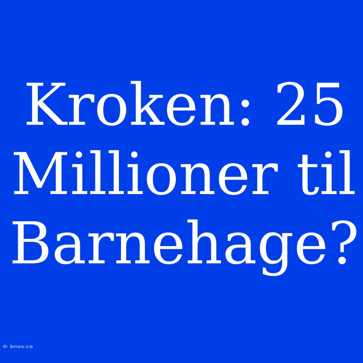 Kroken: 25 Millioner Til Barnehage?