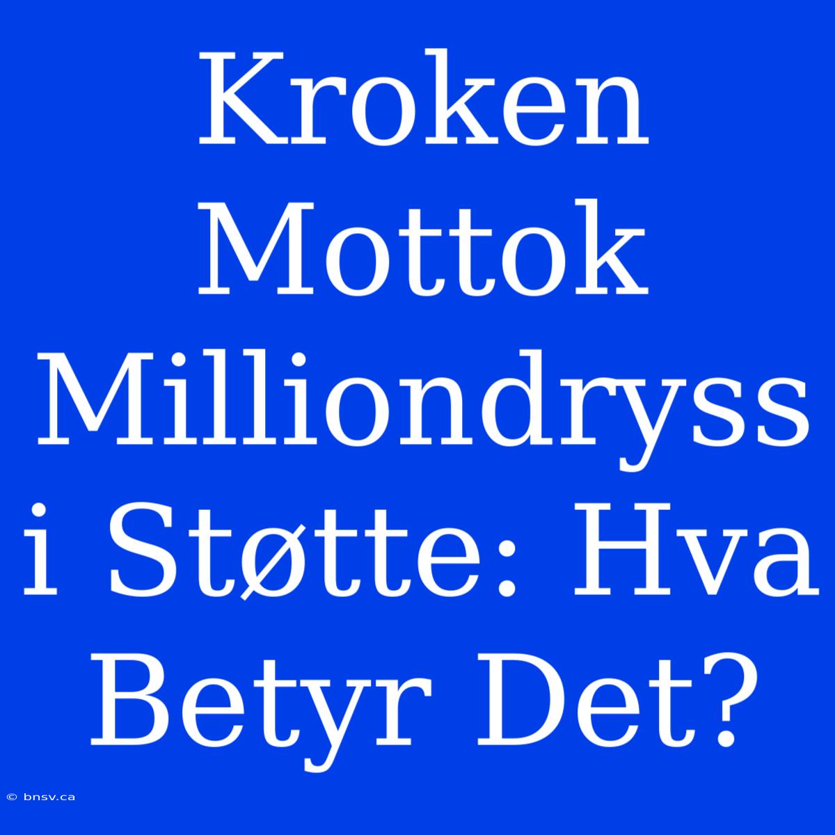 Kroken Mottok Milliondryss I Støtte: Hva Betyr Det?