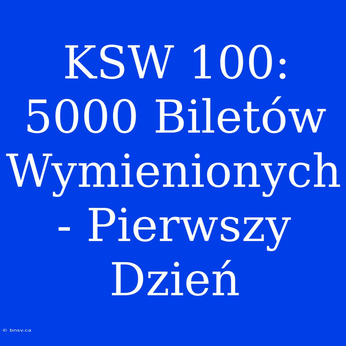 KSW 100: 5000 Biletów Wymienionych - Pierwszy Dzień