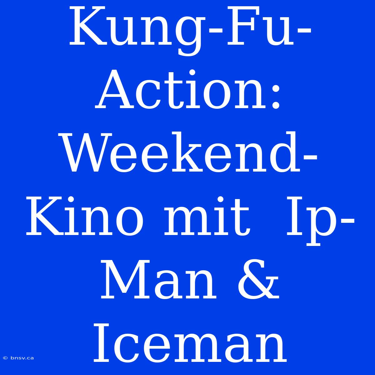 Kung-Fu-Action:  Weekend-Kino Mit  Ip-Man &  Iceman