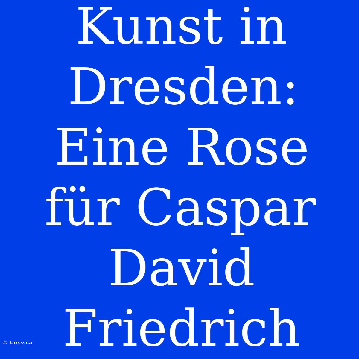 Kunst In Dresden: Eine Rose Für Caspar David Friedrich