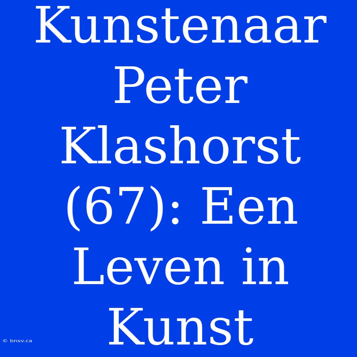 Kunstenaar Peter Klashorst (67): Een Leven In Kunst