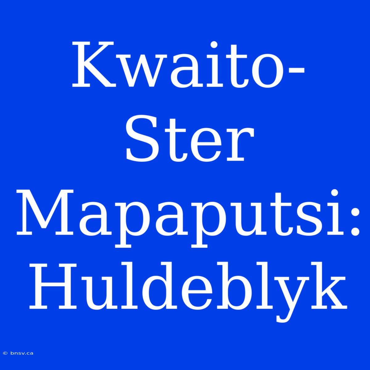 Kwaito-Ster Mapaputsi: Huldeblyk