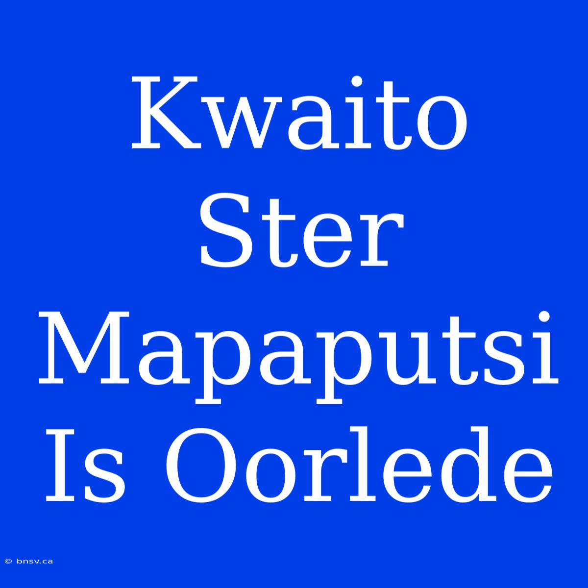 Kwaito Ster Mapaputsi Is Oorlede