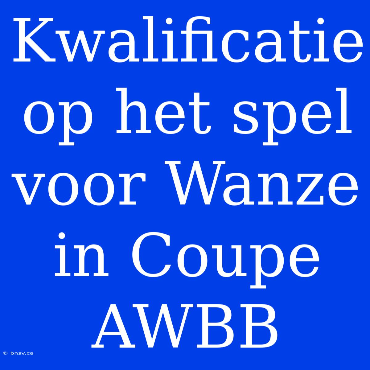 Kwalificatie Op Het Spel Voor Wanze In Coupe AWBB