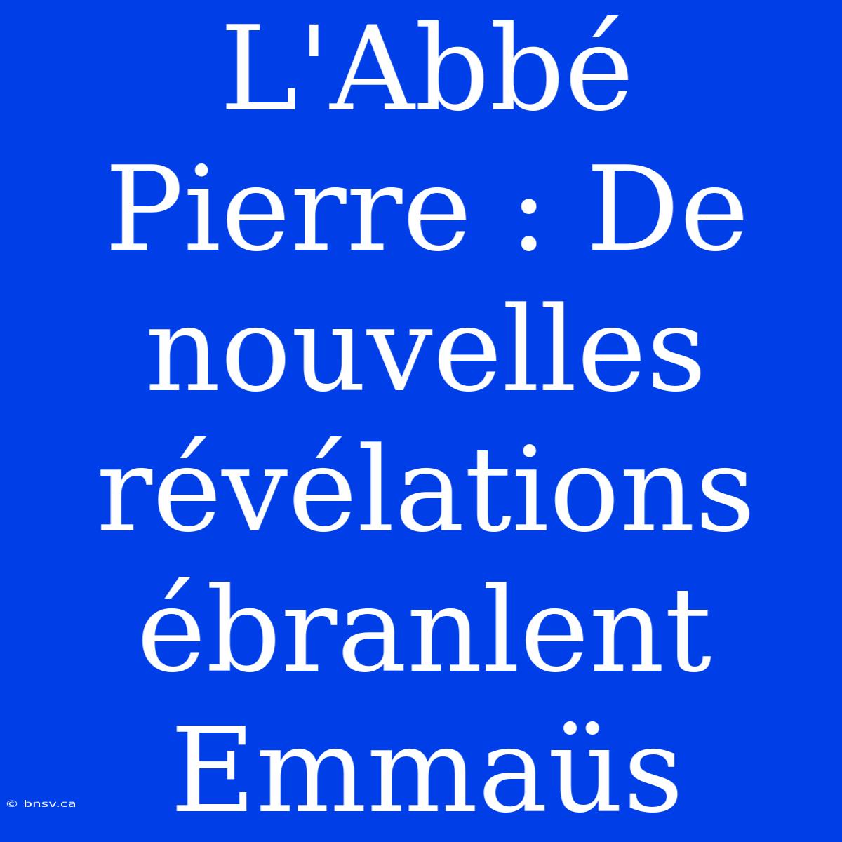 L'Abbé Pierre : De Nouvelles Révélations Ébranlent Emmaüs