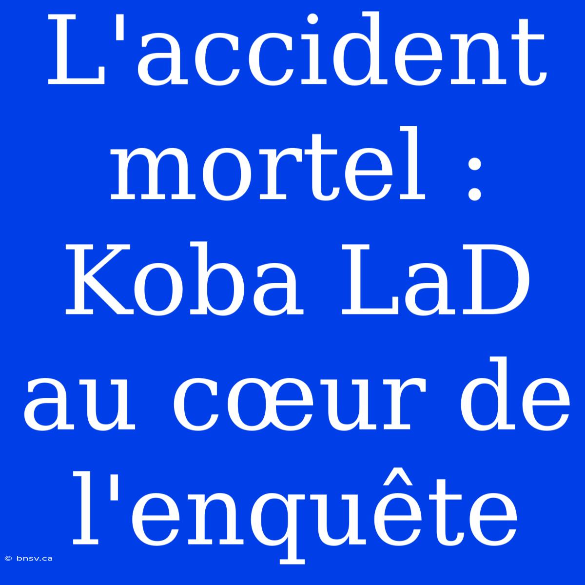 L'accident Mortel : Koba LaD Au Cœur De L'enquête