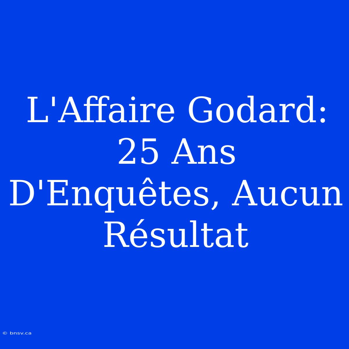 L'Affaire Godard: 25 Ans D'Enquêtes, Aucun Résultat