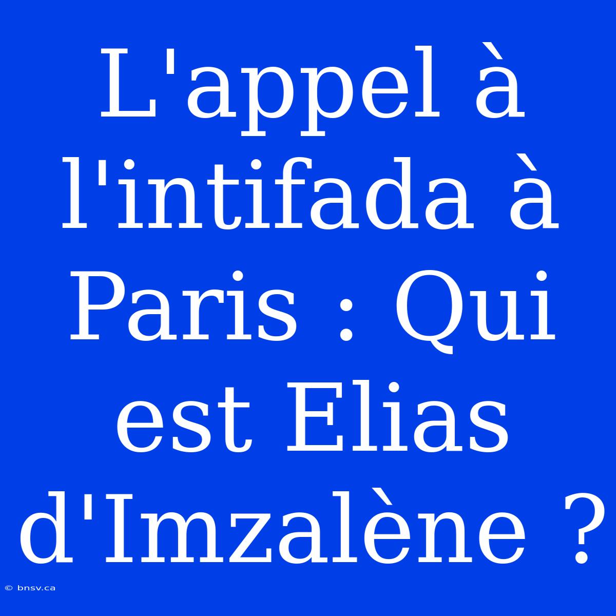 L'appel À L'intifada À Paris : Qui Est Elias D'Imzalène ?