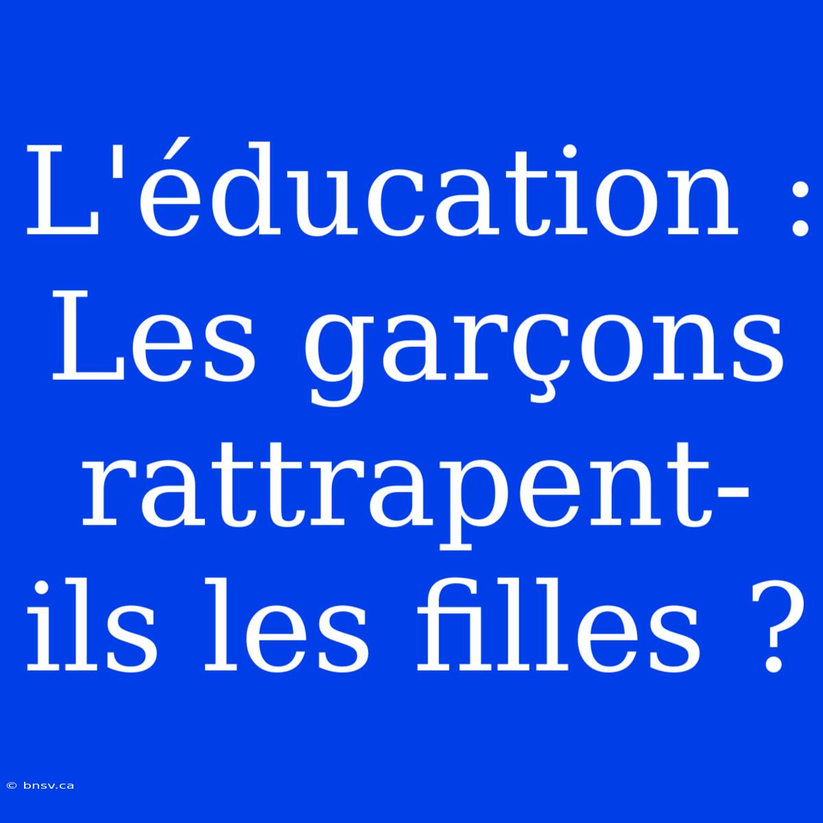 L'éducation : Les Garçons Rattrapent-ils Les Filles ?