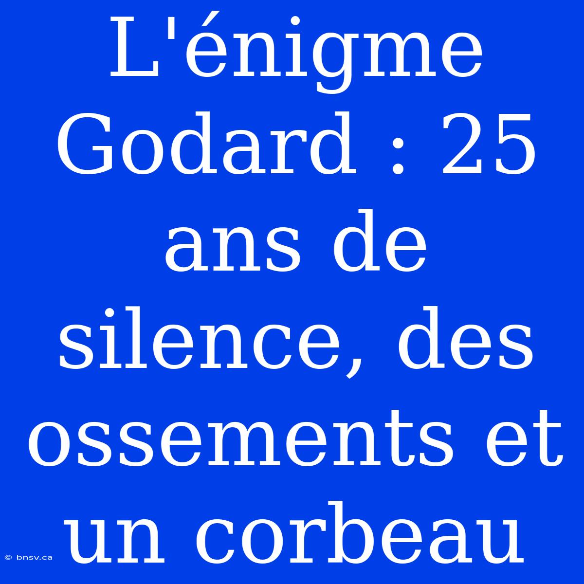 L'énigme Godard : 25 Ans De Silence, Des Ossements Et Un Corbeau