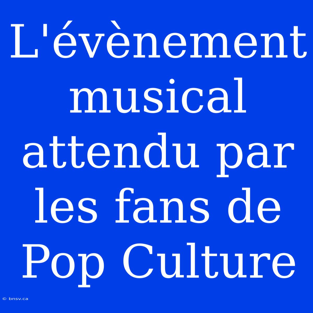 L'évènement Musical Attendu Par Les Fans De Pop Culture