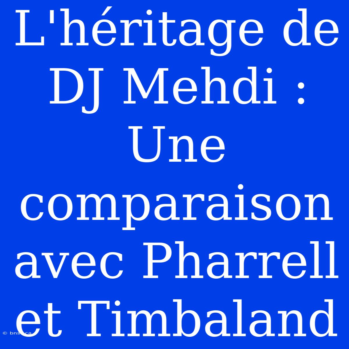 L'héritage De DJ Mehdi : Une Comparaison Avec Pharrell Et Timbaland