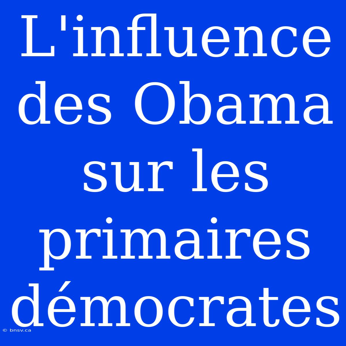 L'influence Des Obama Sur Les Primaires Démocrates