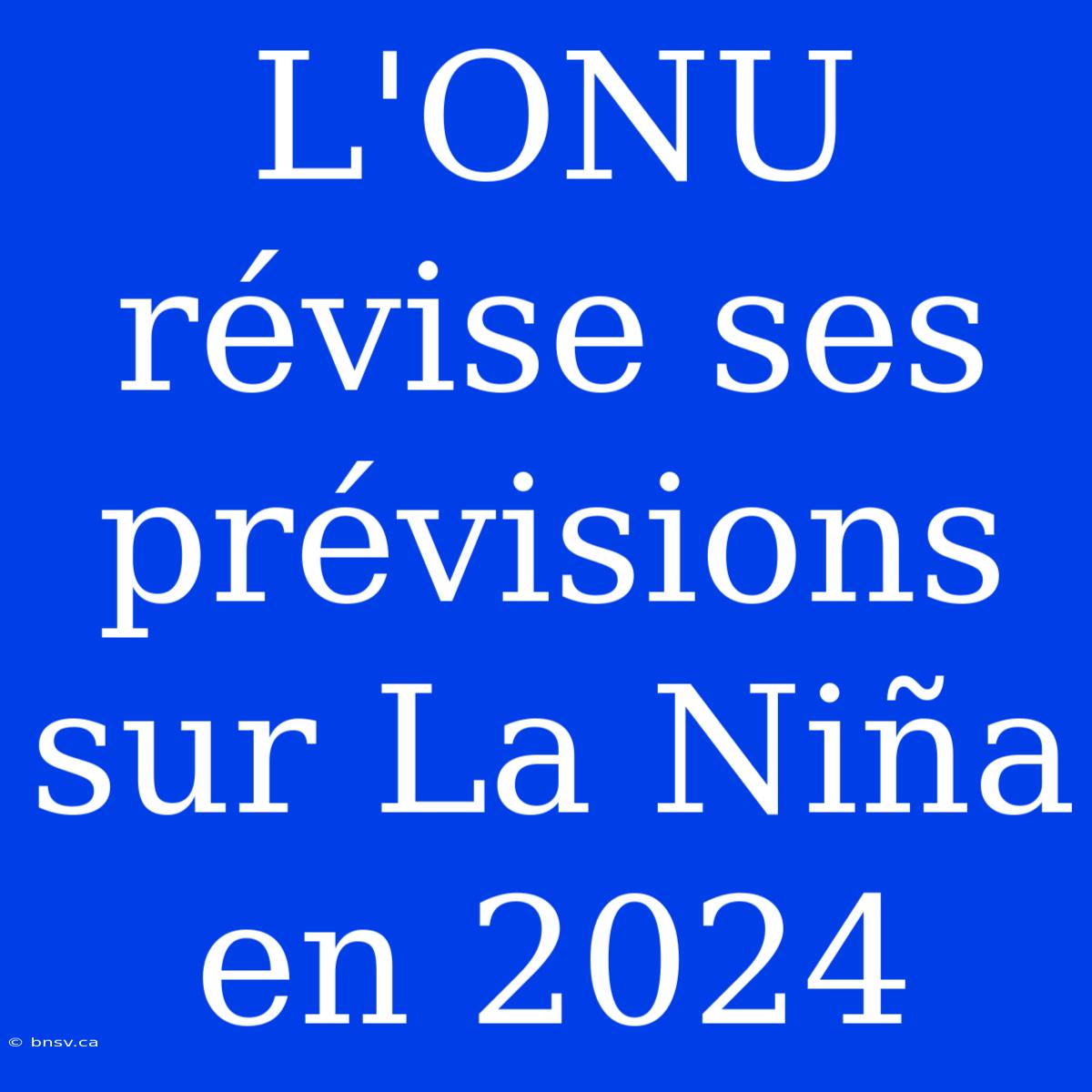 L'ONU Révise Ses Prévisions Sur La Niña En 2024