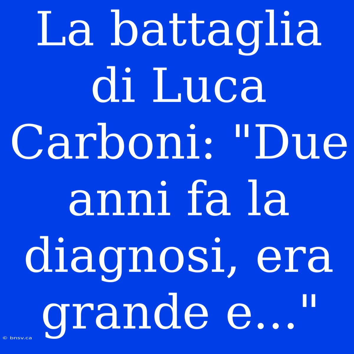 La Battaglia Di Luca Carboni: 