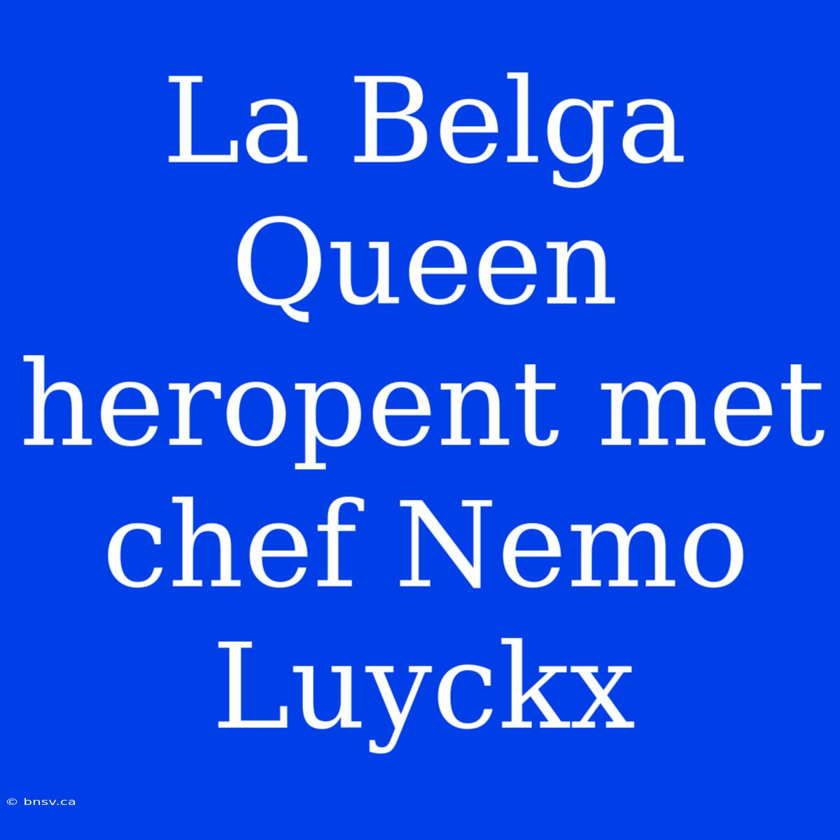 La Belga Queen Heropent Met Chef Nemo Luyckx