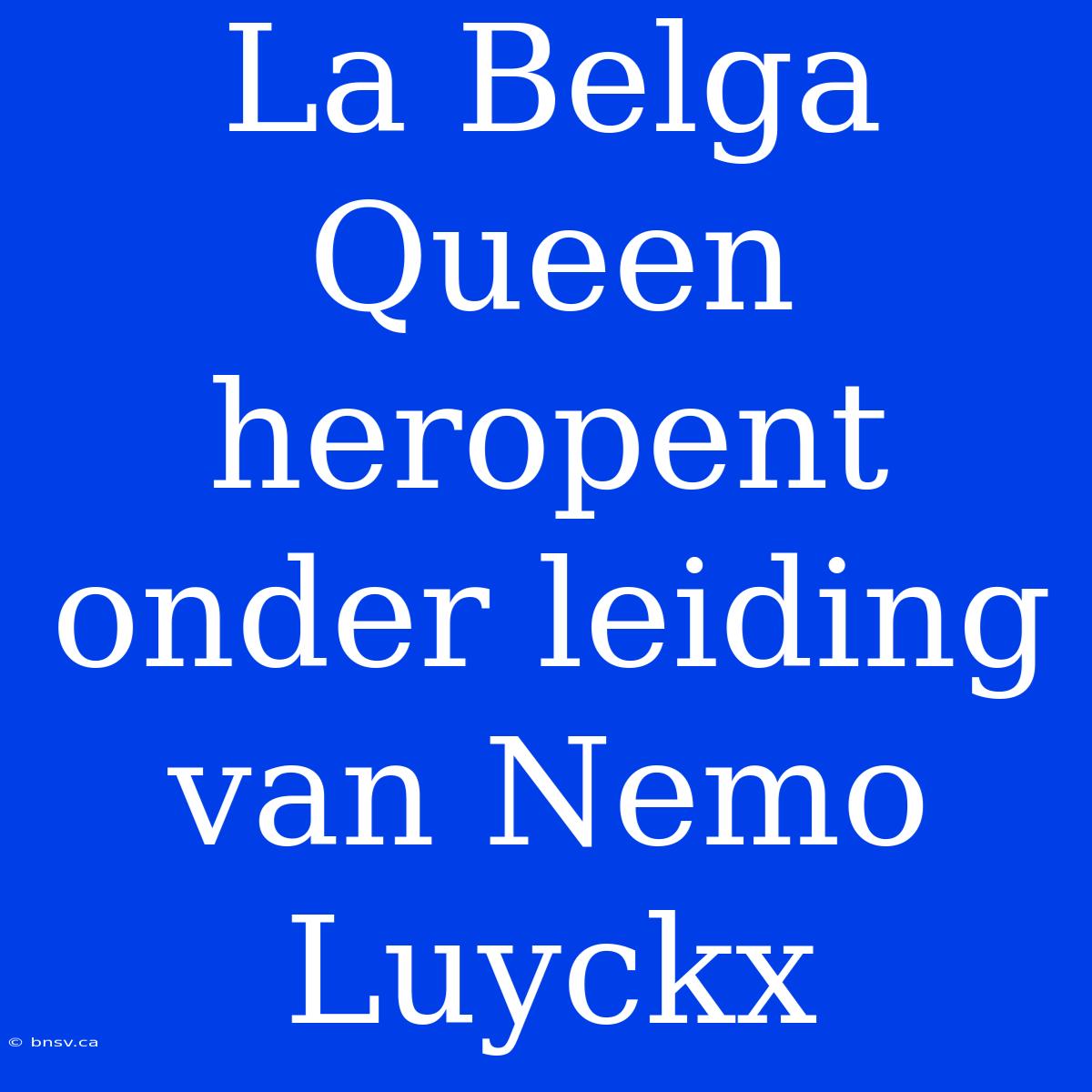 La Belga Queen Heropent Onder Leiding Van Nemo Luyckx