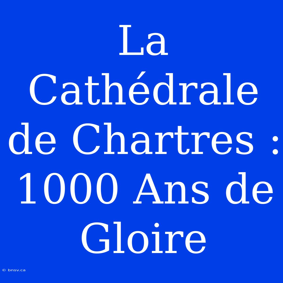 La Cathédrale De Chartres : 1000 Ans De Gloire