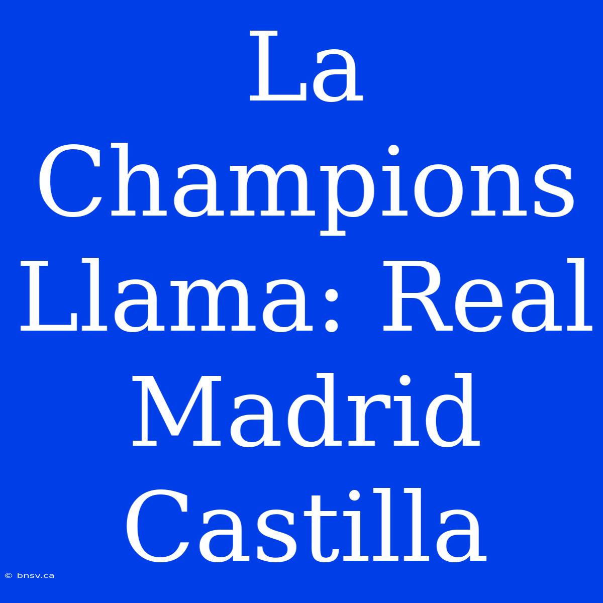 La Champions Llama: Real Madrid Castilla