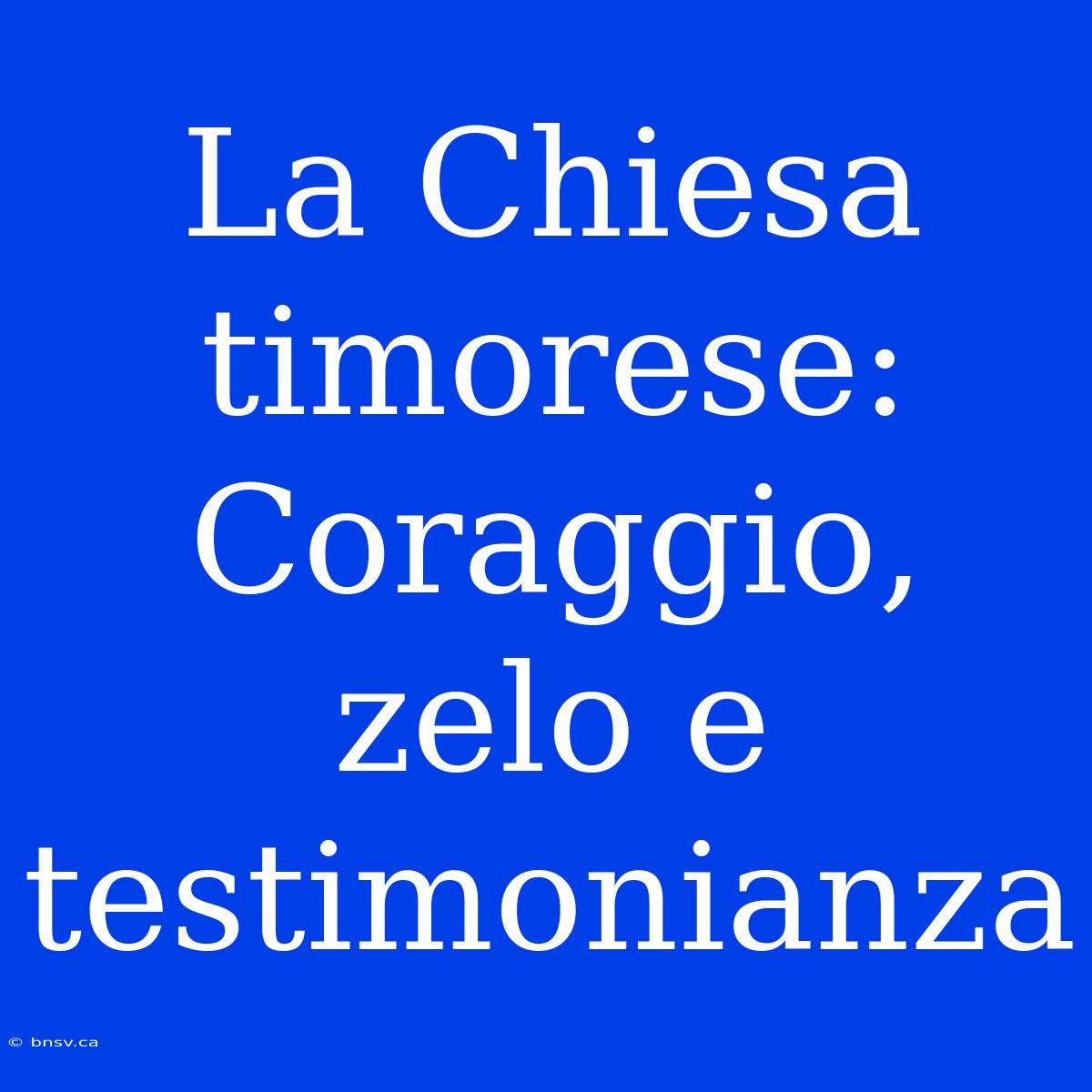 La Chiesa Timorese: Coraggio, Zelo E Testimonianza