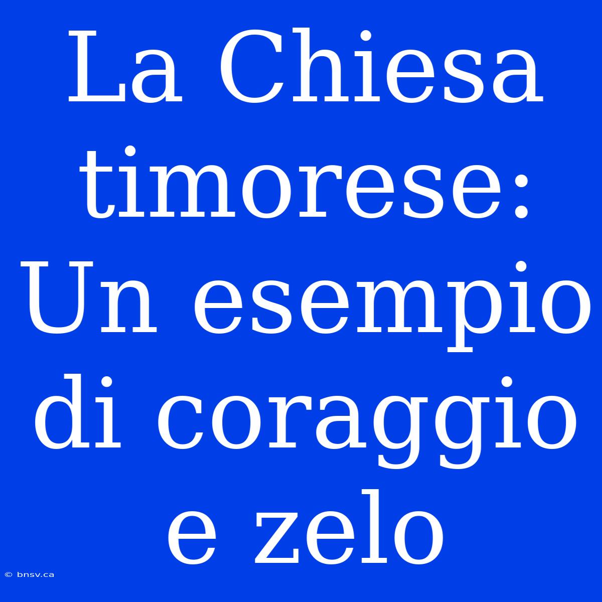 La Chiesa Timorese: Un Esempio Di Coraggio E Zelo