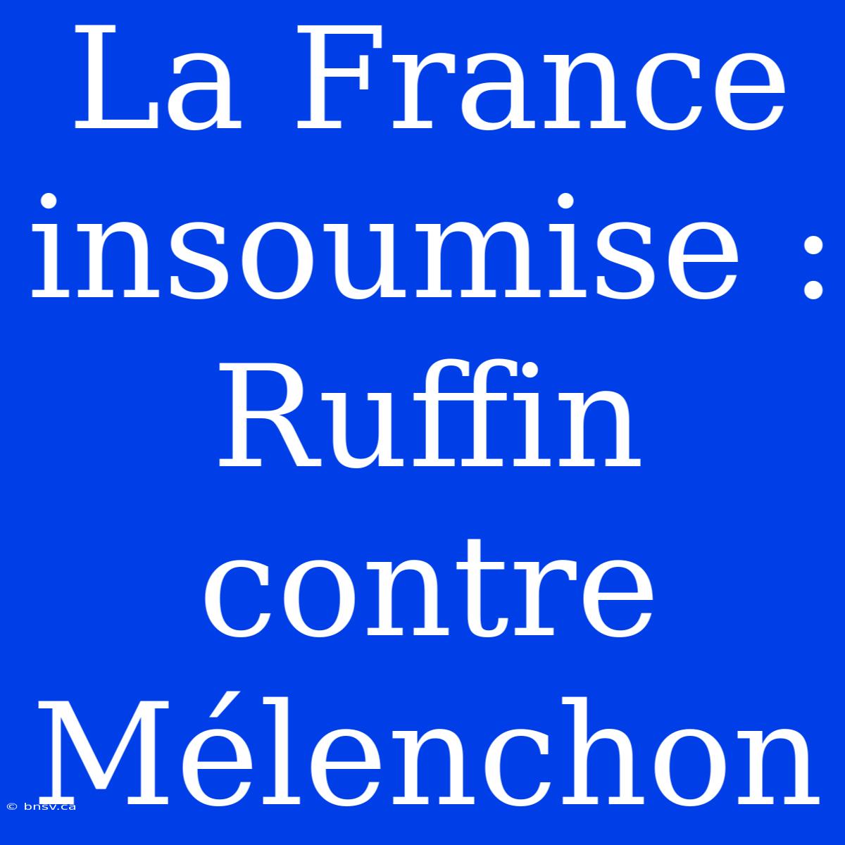 La France Insoumise : Ruffin Contre Mélenchon