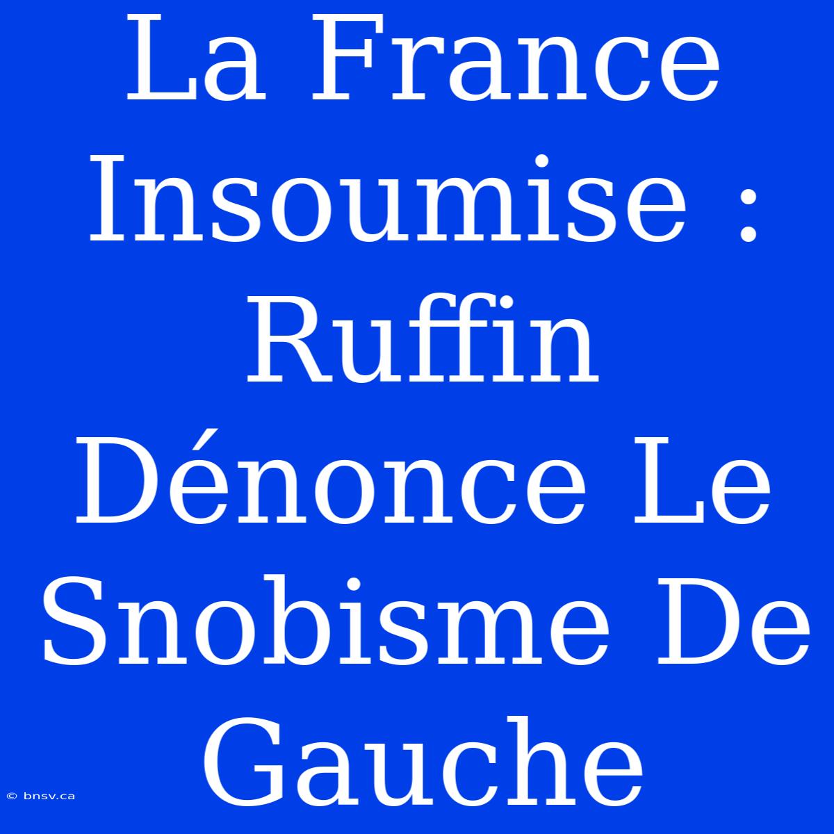 La France Insoumise : Ruffin Dénonce Le Snobisme De Gauche