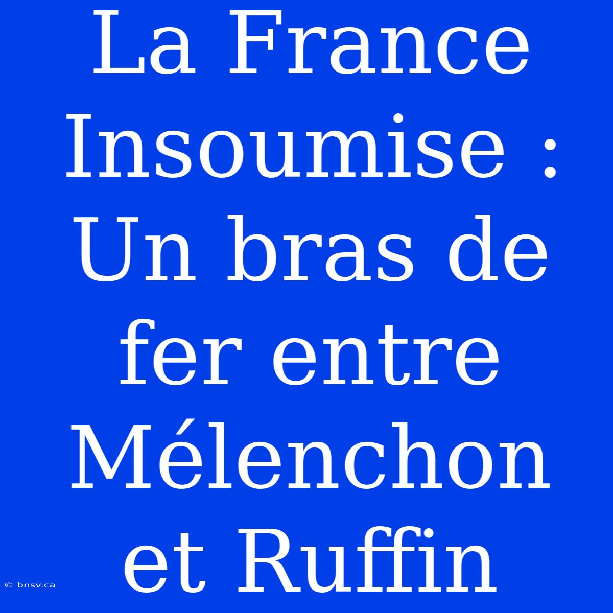 La France Insoumise : Un Bras De Fer Entre Mélenchon Et Ruffin