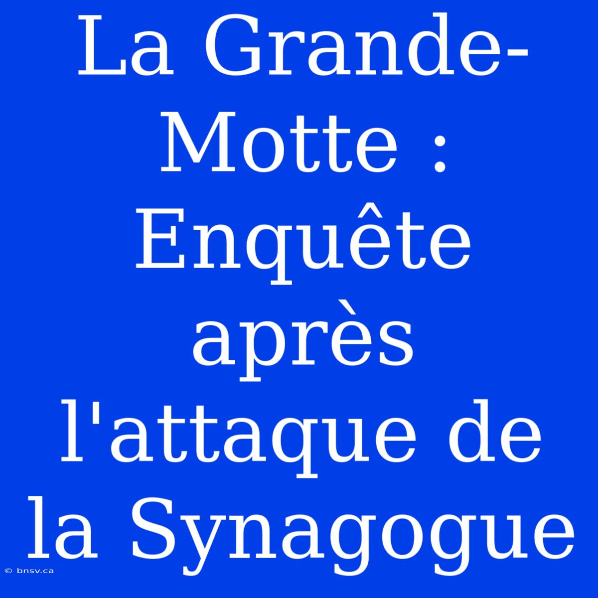 La Grande-Motte : Enquête Après L'attaque De La Synagogue