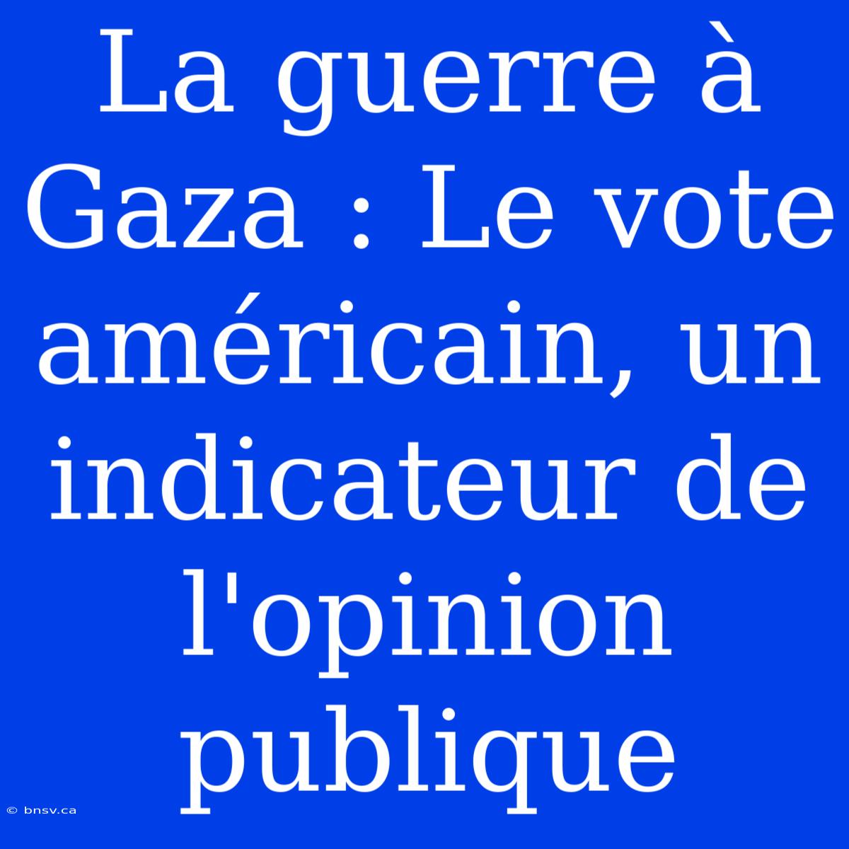 La Guerre À Gaza : Le Vote Américain, Un Indicateur De L'opinion Publique