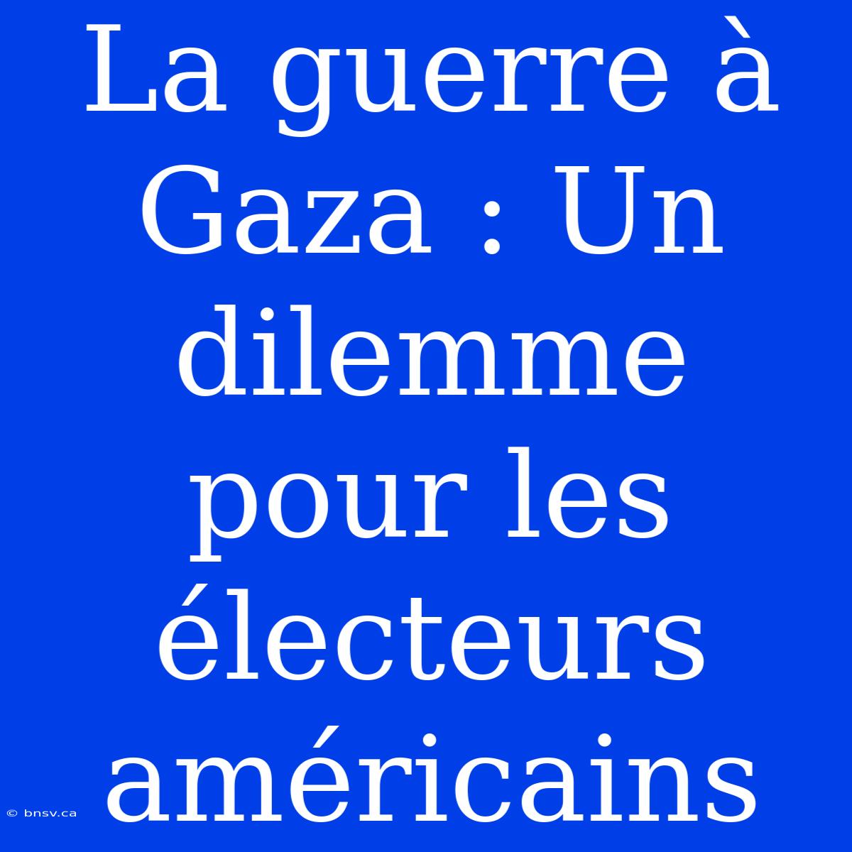 La Guerre À Gaza : Un Dilemme Pour Les Électeurs Américains