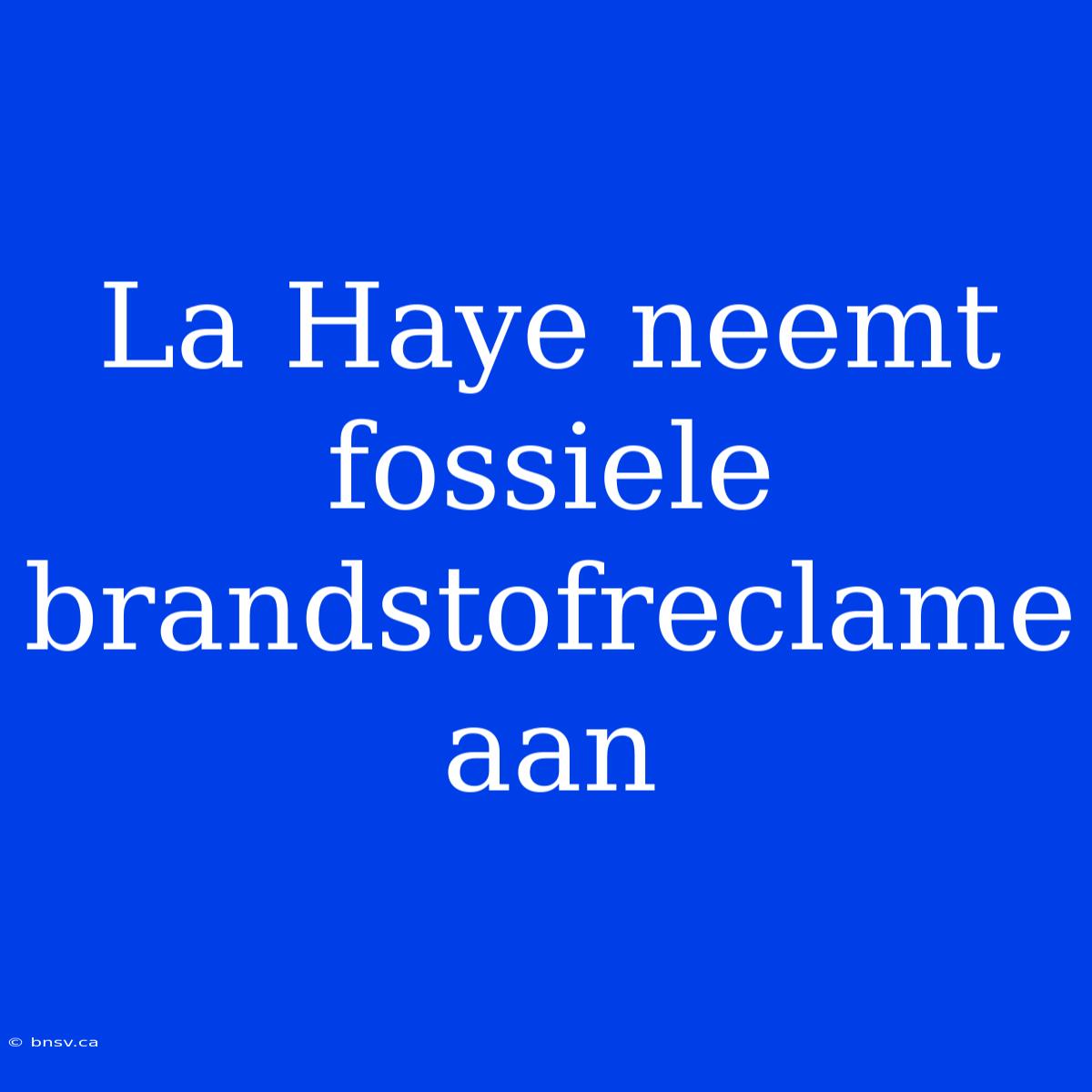 La Haye Neemt Fossiele Brandstofreclame Aan